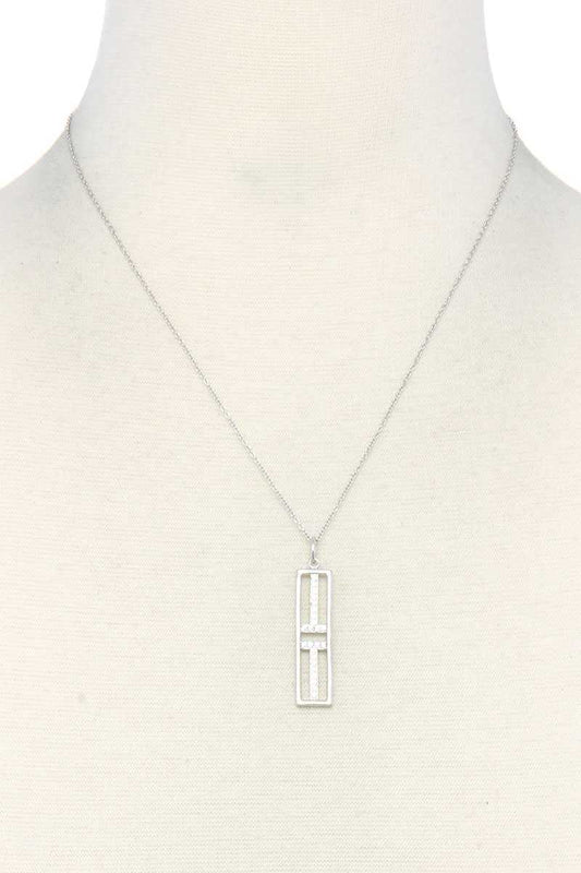 Metal Rectangular Shape Pendant Necklace