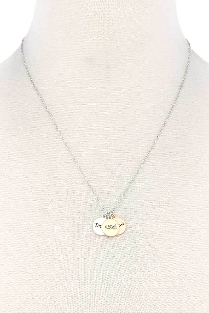 Round Quoted Metal Charm Necklace
