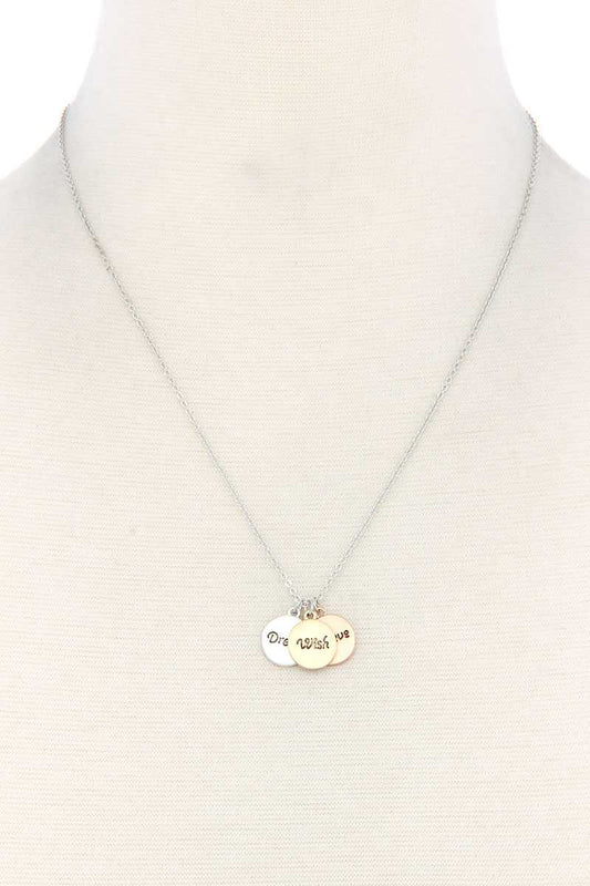 Round Quoted Metal Charm Necklace