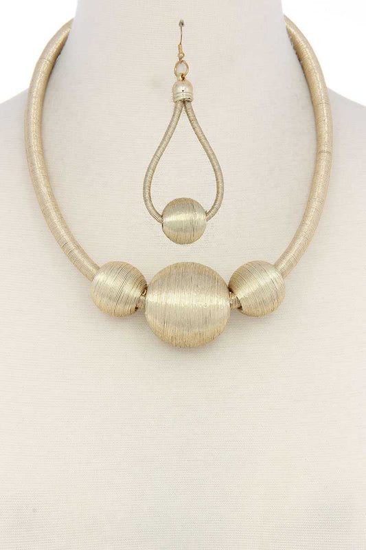 Metallic Thread Wrapped Bead Necklace