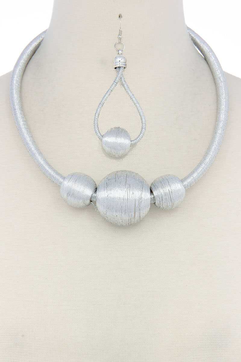 Metallic Thread Wrapped Bead Necklace