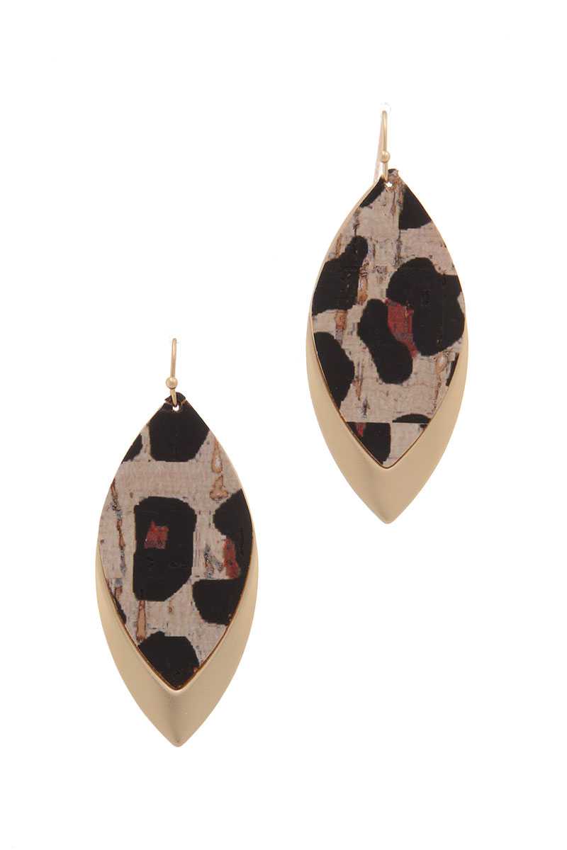 Animal Print Pointed Oval Drop Earring