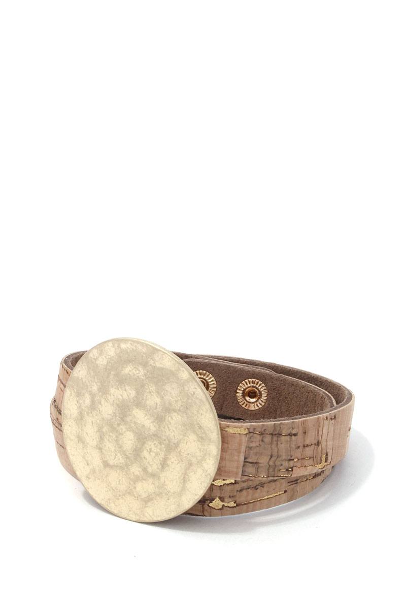 Hammered Brushed Round Wrapped Bracelet