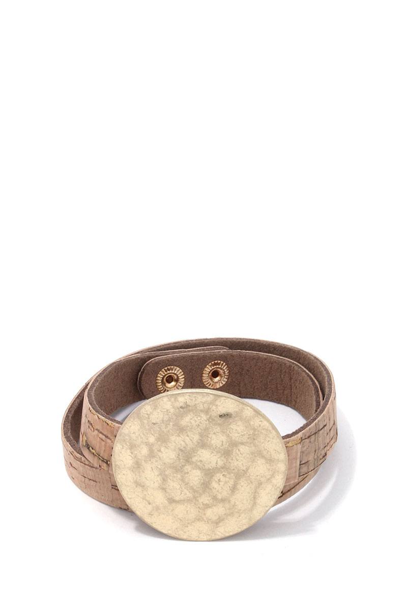 Hammered Brushed Round Wrapped Bracelet