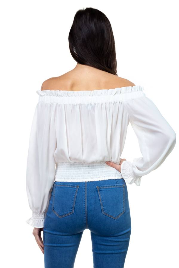 Smock Bottom Ruffle Off Shoulder Shirt