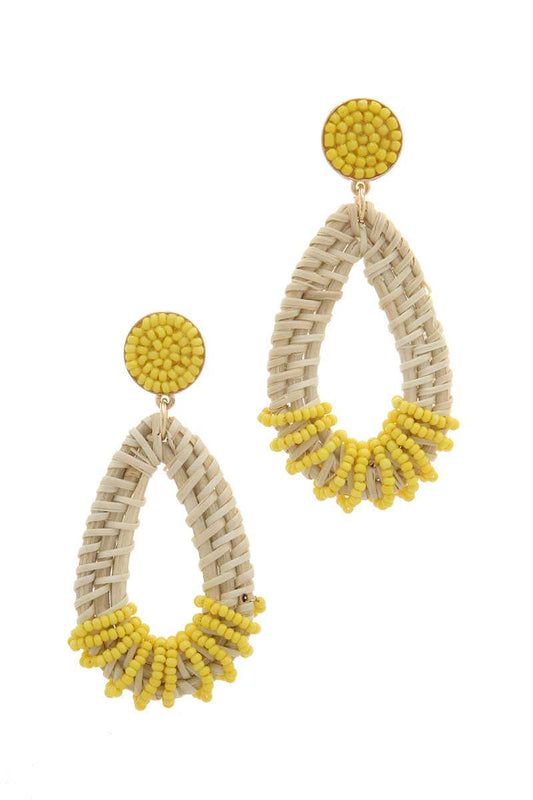 Beaded Teardrop Shape Post Drop Earring