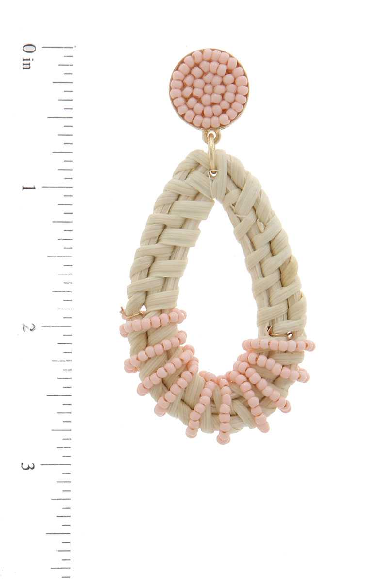 Beaded Teardrop Shape Post Drop Earring