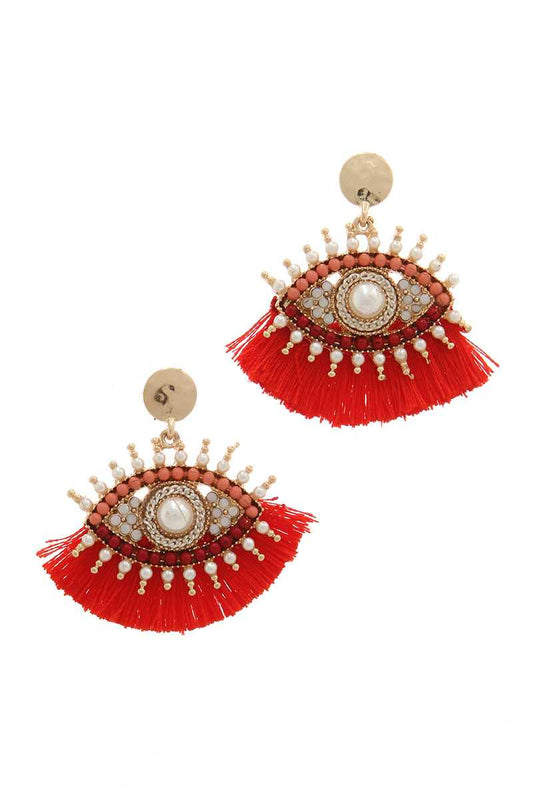 Evil Eye Beaded Post Drop Earring