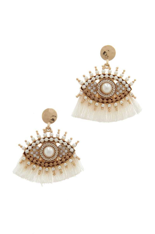 Evil Eye Beaded Post Drop Earring