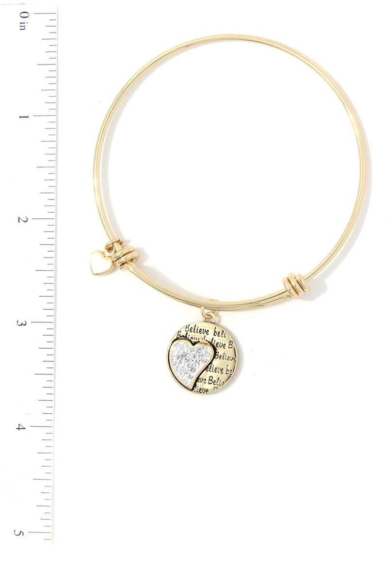 Heart Circle Metal Bangle Bracelet