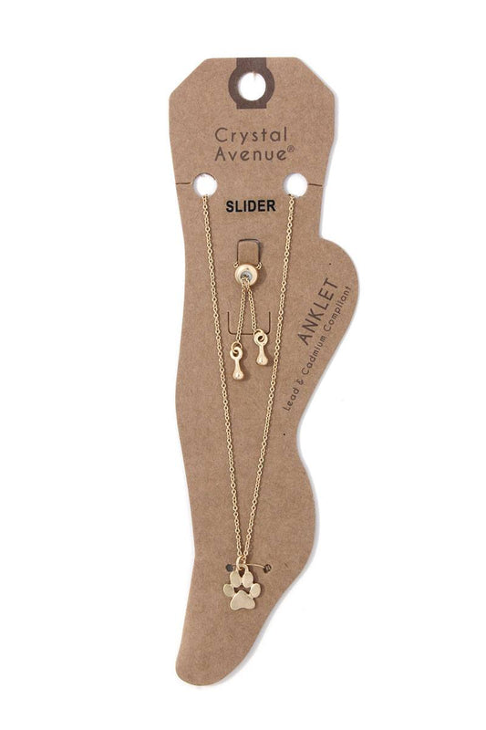 Dog Paw Charm Adjustable Anklet Bracelet