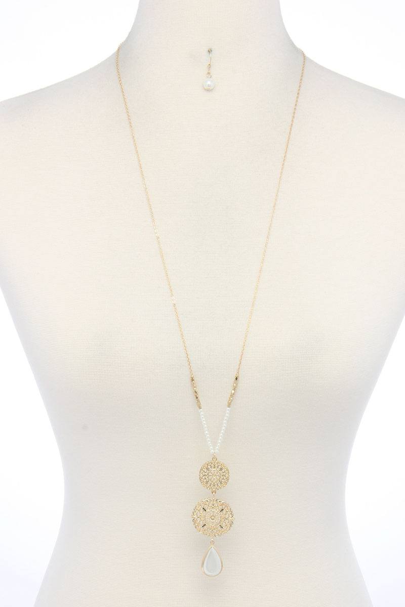 Double Filigree Circle Link Pendant Necklace