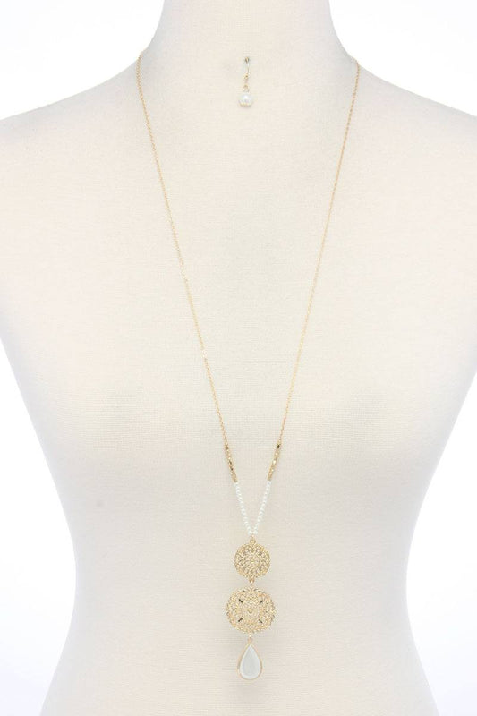 Double Filigree Circle Link Pendant Necklace