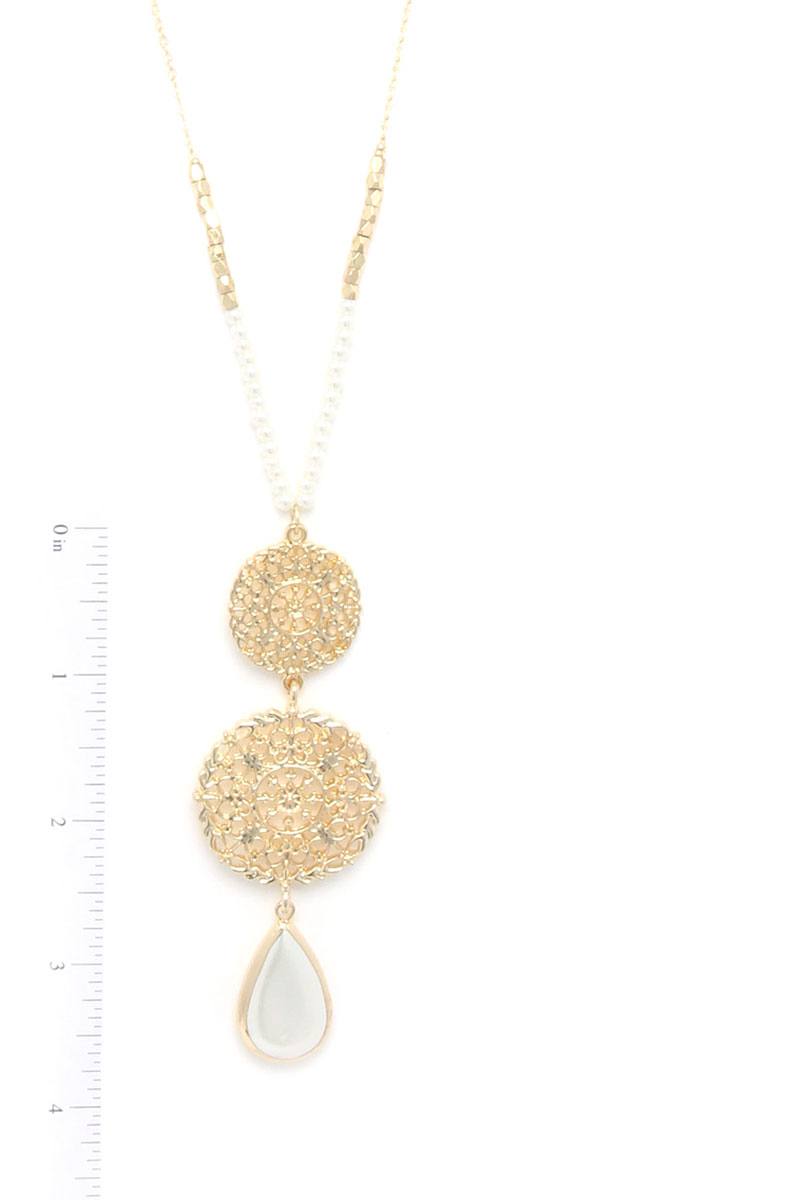 Double Filigree Circle Link Pendant Necklace