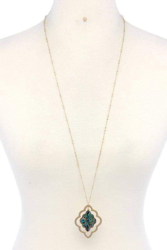 Double Moroccan Shape Pendant Necklace
