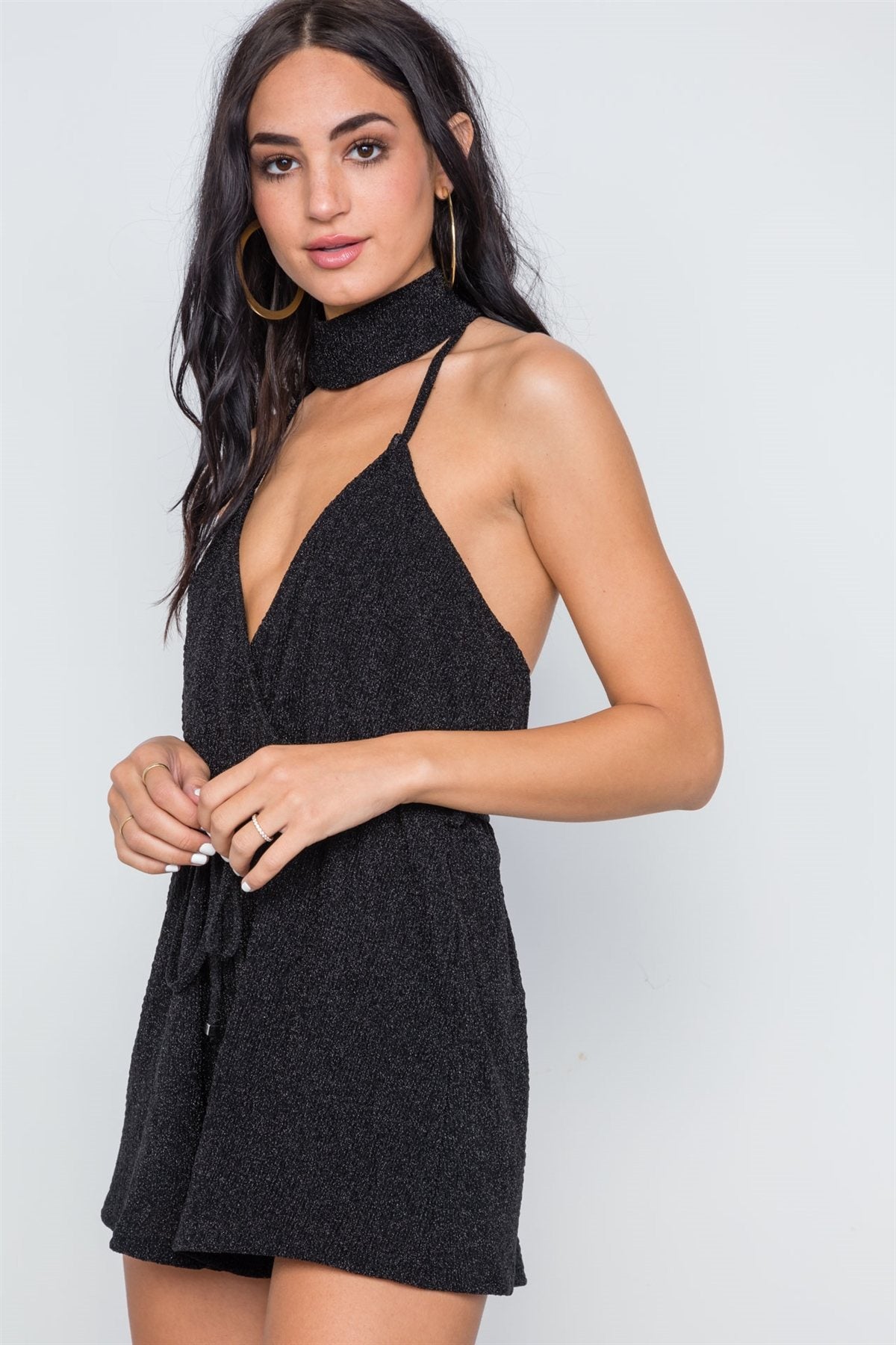 Mock Neck Cami Evening Romper