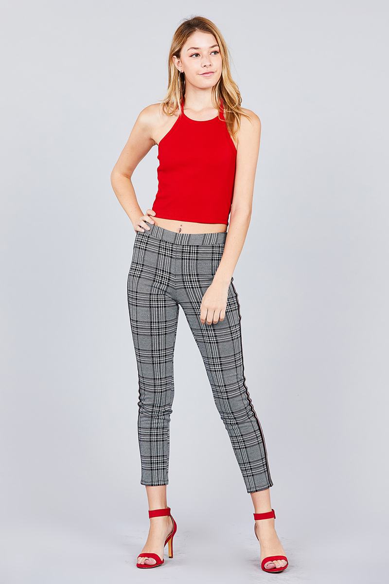 Halter Neck Cotton Spandex Rib Crop Top