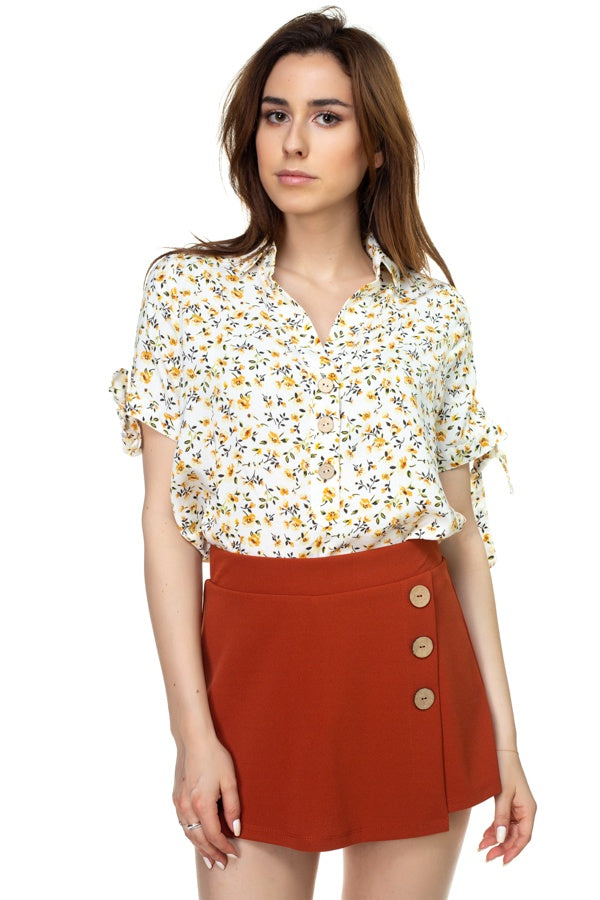 Short Sleeve Floral Ditsy Print Shirt