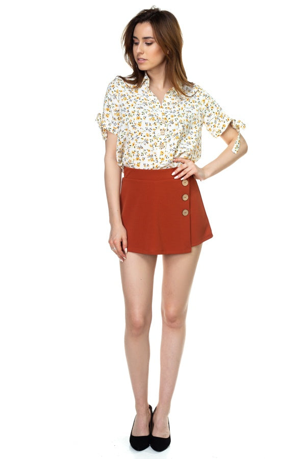Short Sleeve Floral Ditsy Print Shirt