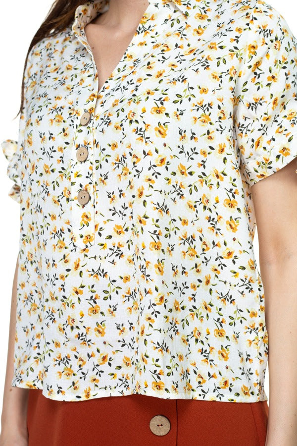 Short Sleeve Floral Ditsy Print Shirt