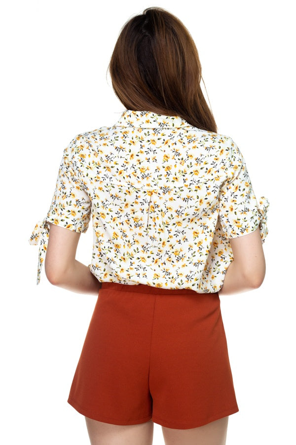 Short Sleeve Floral Ditsy Print Shirt