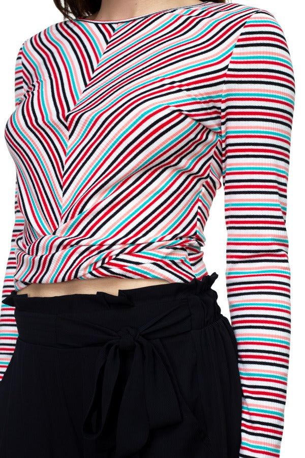Stripe Twist Long Sleeve Shirt