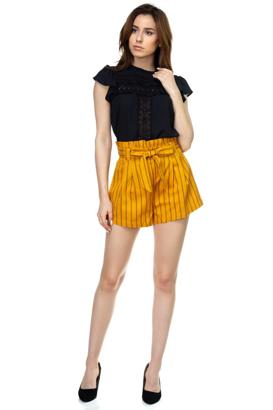 Pin Stripe Belted Mini Shorts