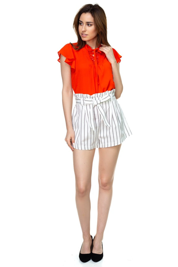 Pin Stripe Belted Mini Shorts