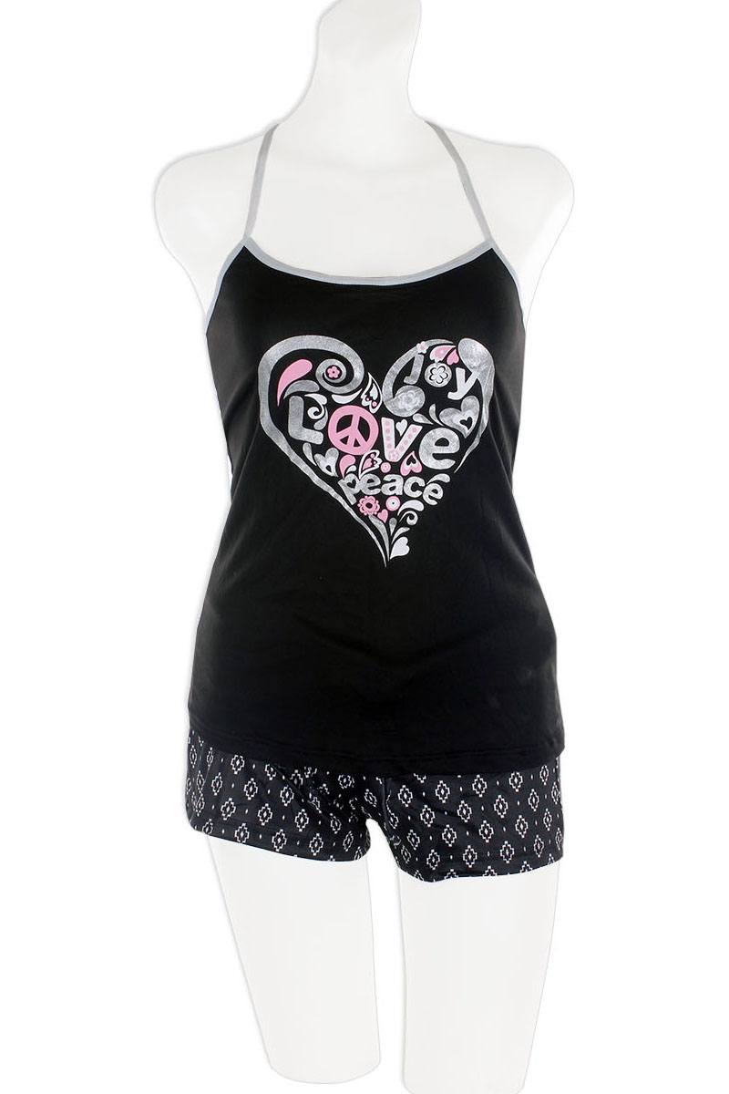Knit Strappy Cami With Printed Shorts