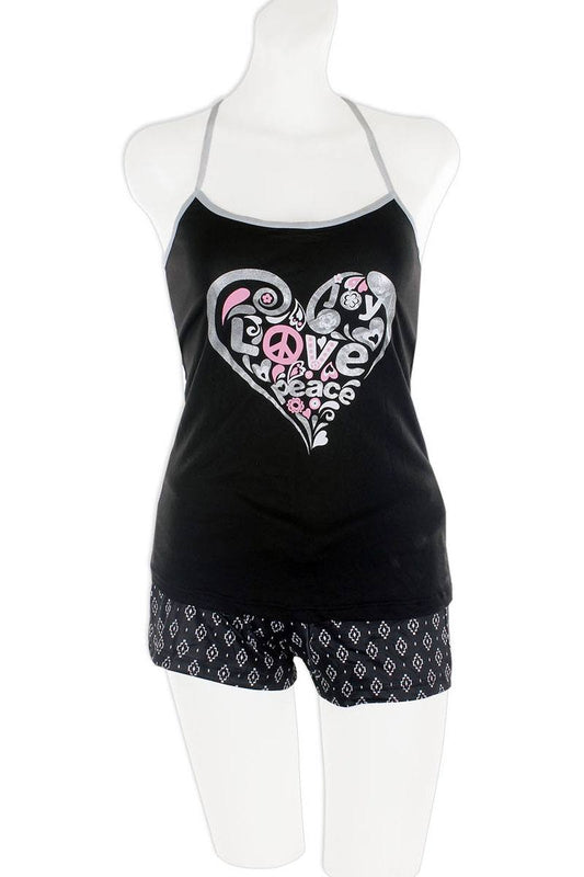 Knit Strappy Cami With Printed Shorts