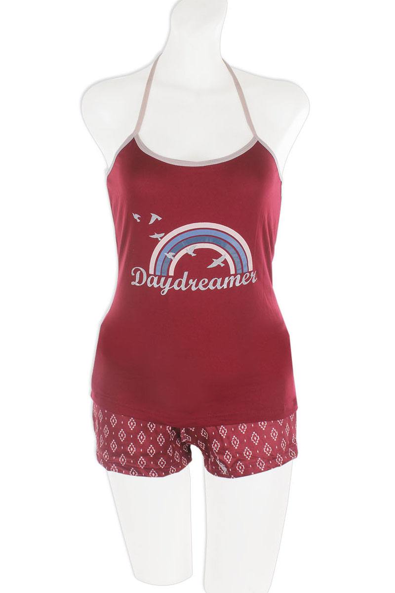 Knit Strappy Cami With Printed Shorts