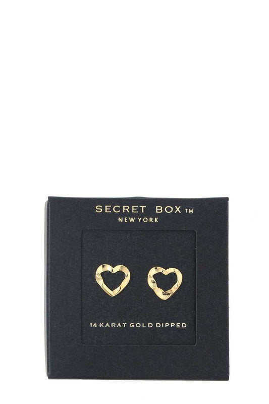 Hammered Heart Shape Stud Earring