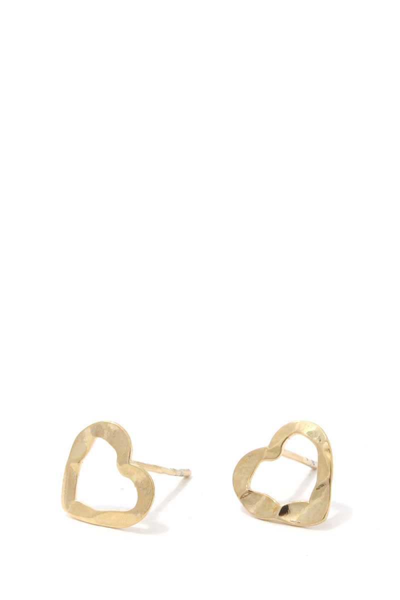 Hammered Heart Shape Stud Earring