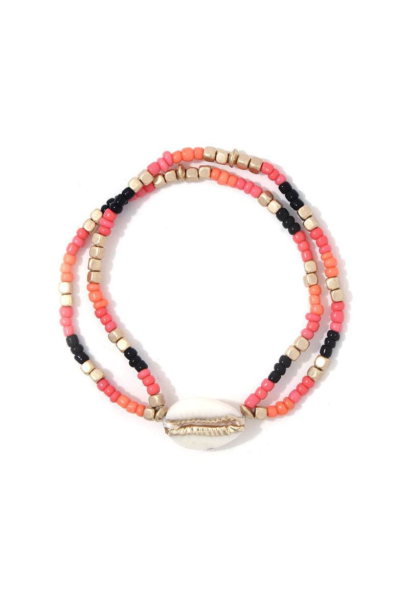 Cowrie Shell Beaded Stretch Bracelet