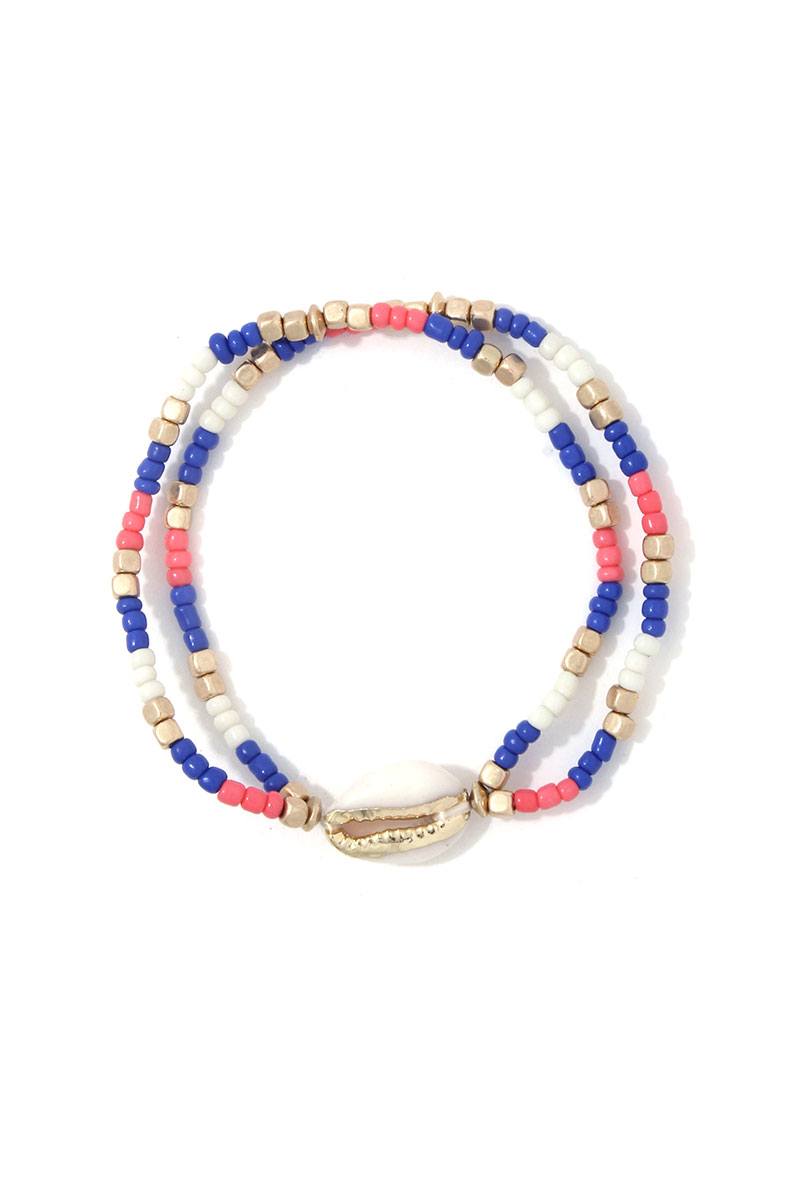 Cowrie Shell Beaded Stretch Bracelet