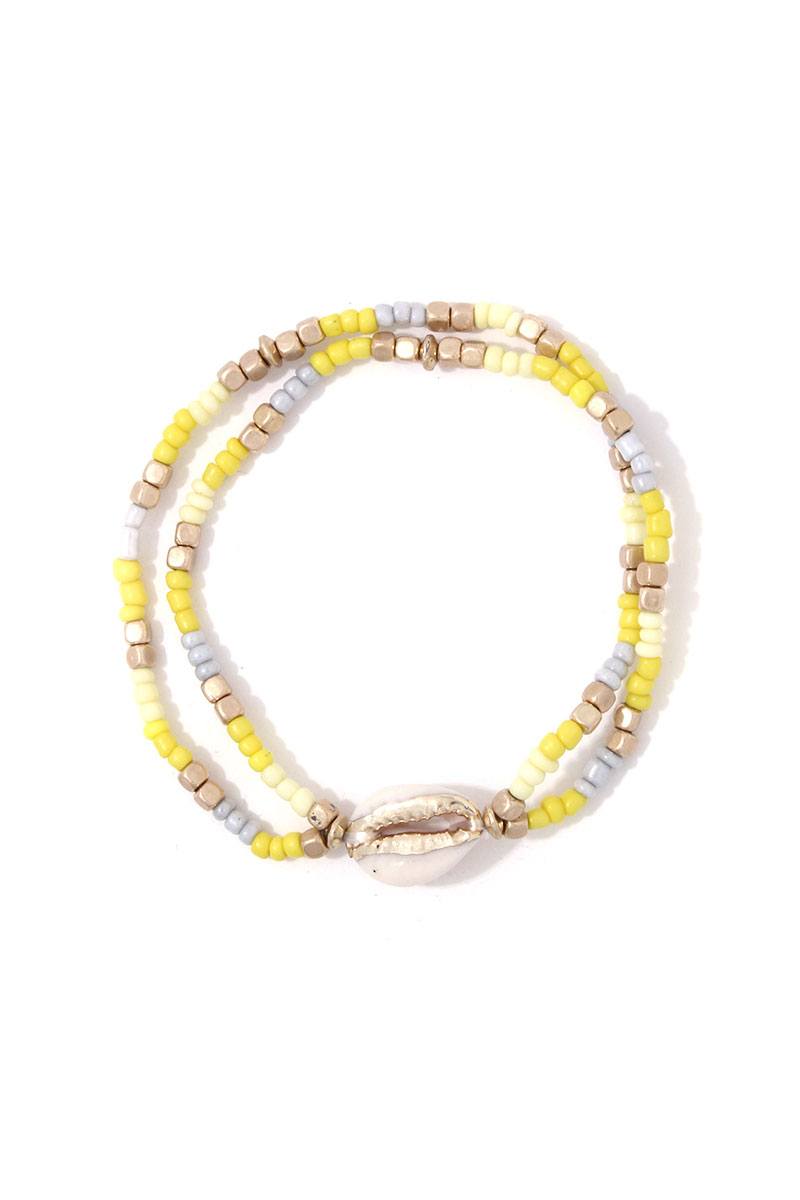 Cowrie Shell Beaded Stretch Bracelet