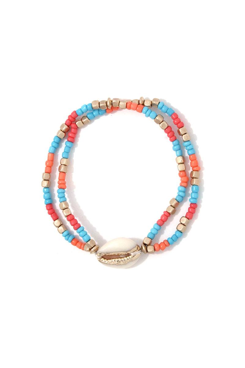 Cowrie Shell Beaded Stretch Bracelet