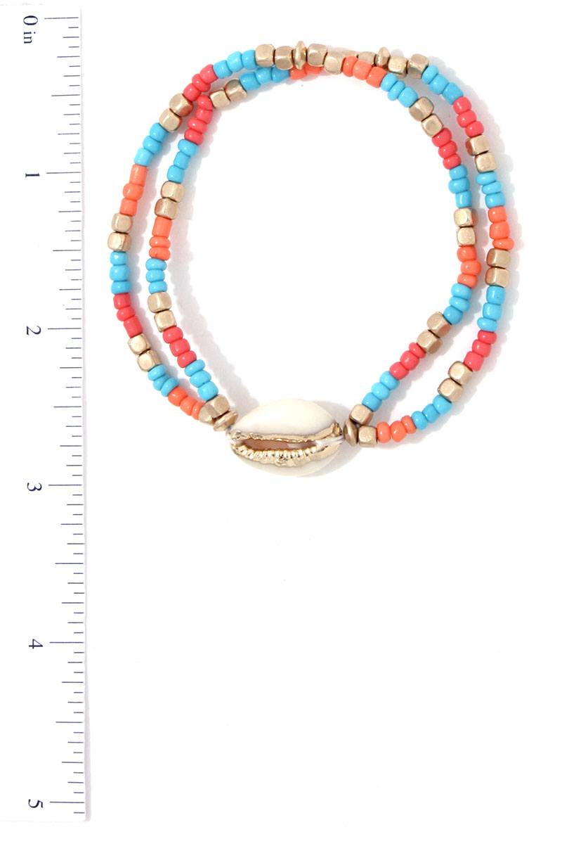 Cowrie Shell Beaded Stretch Bracelet