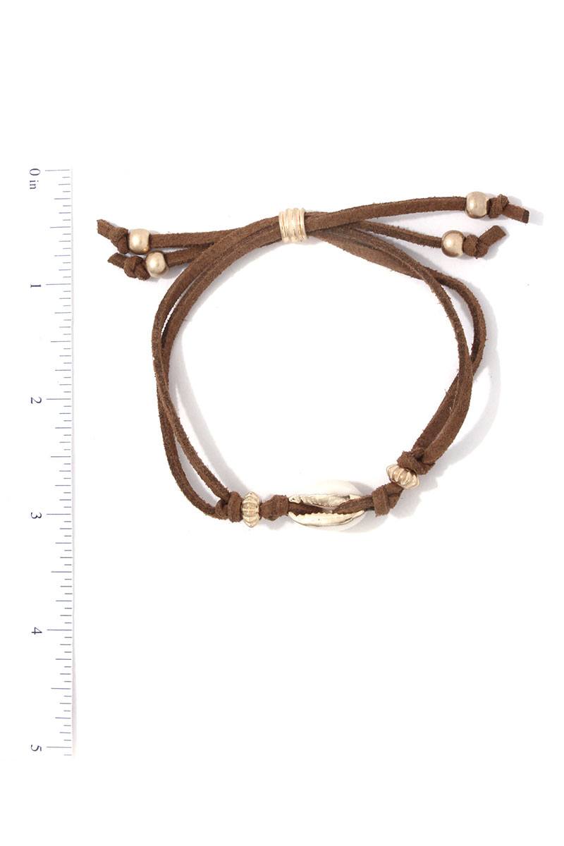 Cowrie Shell Suede Adjustable Bracelet