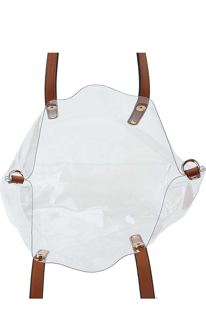 2in1 Hot Trendy Transparent Tote Bag With Long Strap