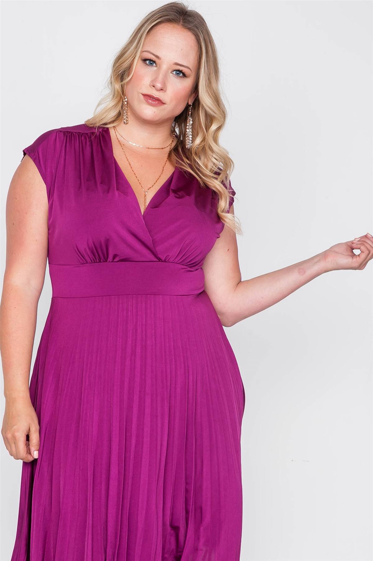 Plus Size  Pleat Accordion Fit & Flair Dress