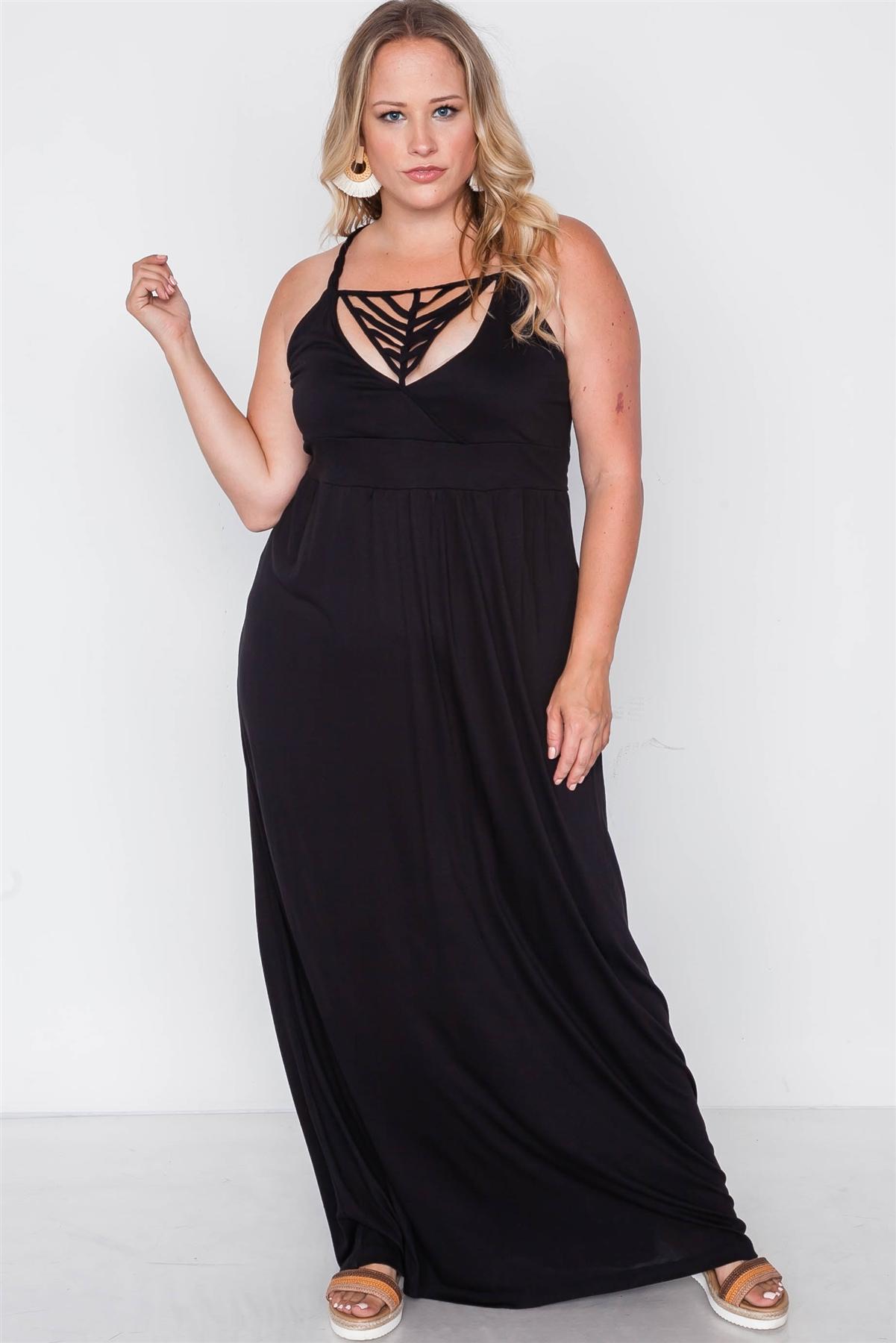Plus Size Strap Detail Cami Solid Maxi Dress