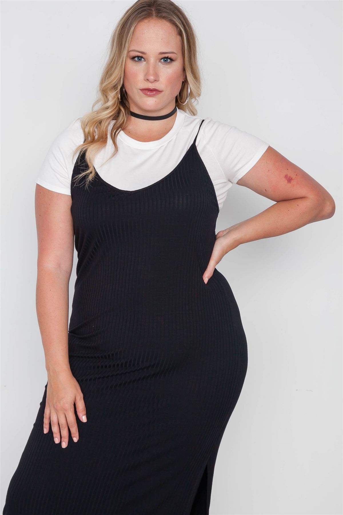 Plus Size Ribbed Two Piece Dress