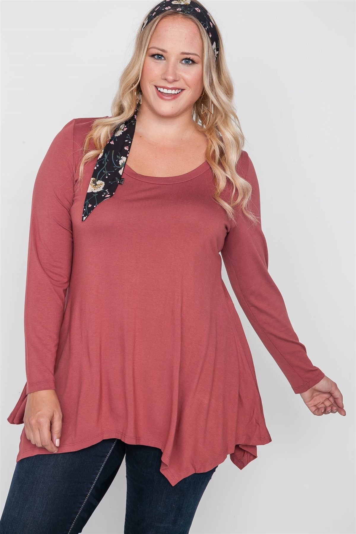 Plus Size Long Sleeve Basic Top