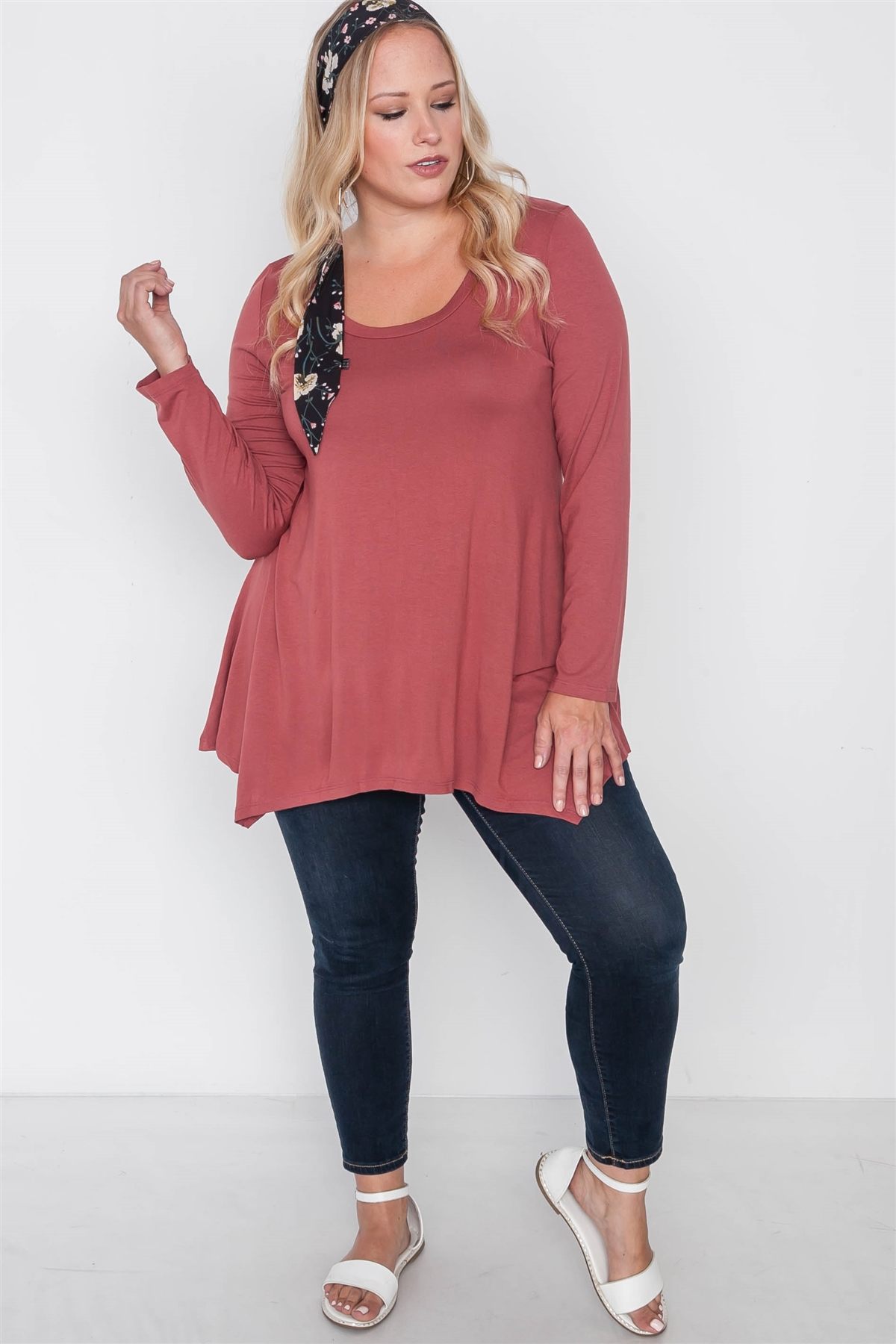 Plus Size Long Sleeve Basic Top