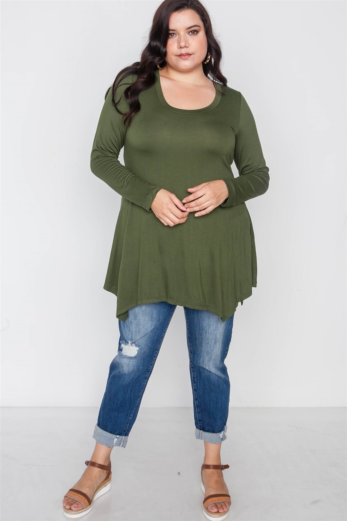 Plus Size Long Sleeve Basic Top