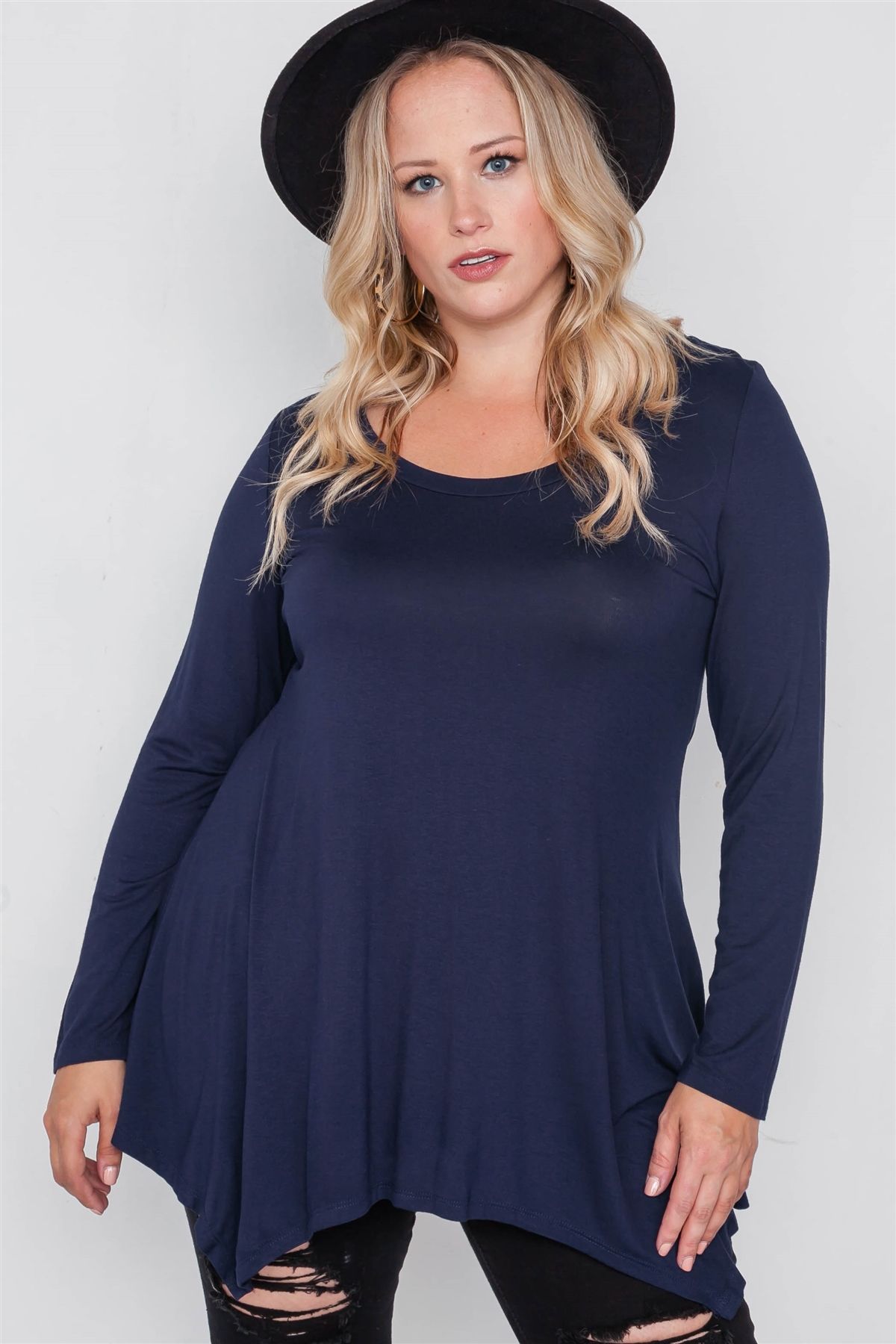 Plus Size Long Sleeve Basic Top