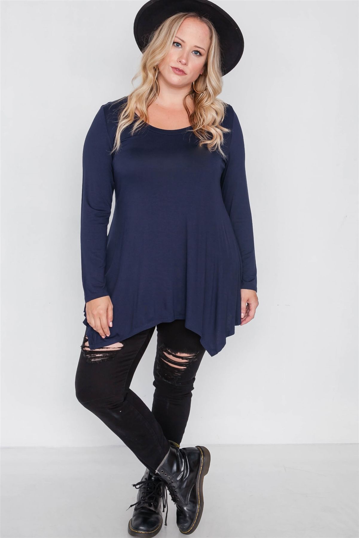 Plus Size Long Sleeve Basic Top