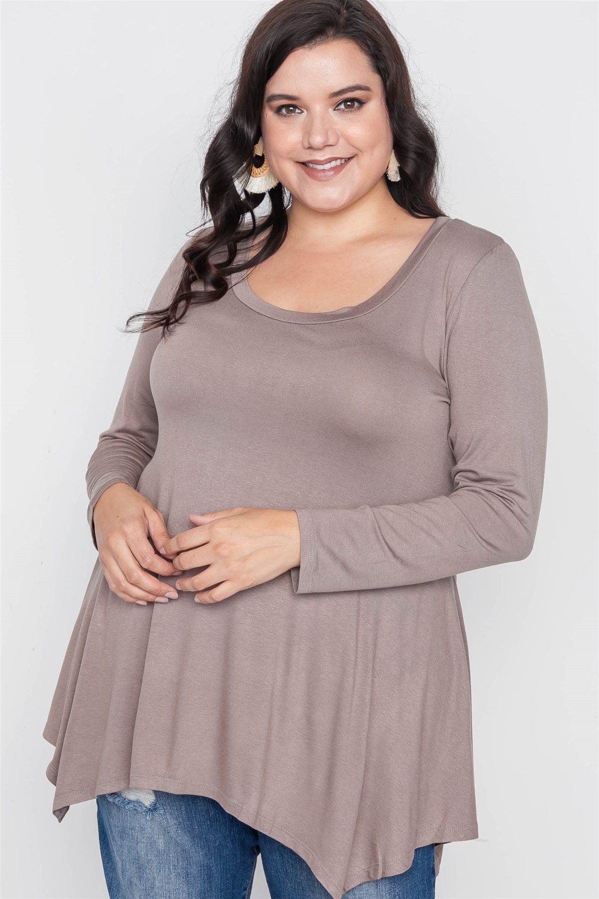Plus Size Long Sleeve Basic Top