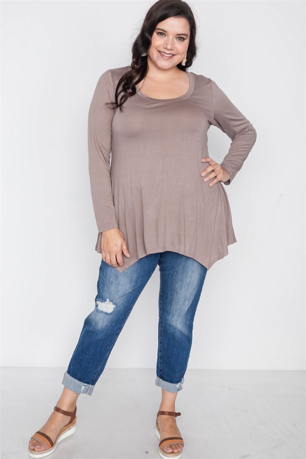 Plus Size Long Sleeve Basic Top